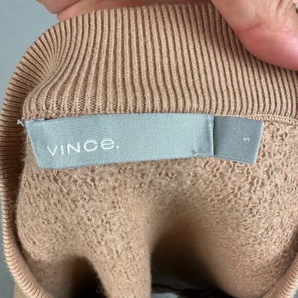 Vince Womens Small Boucle Wool Blend Zip Up Bomber Jacket Sweater Toffee Tan - Picture 4 of 5